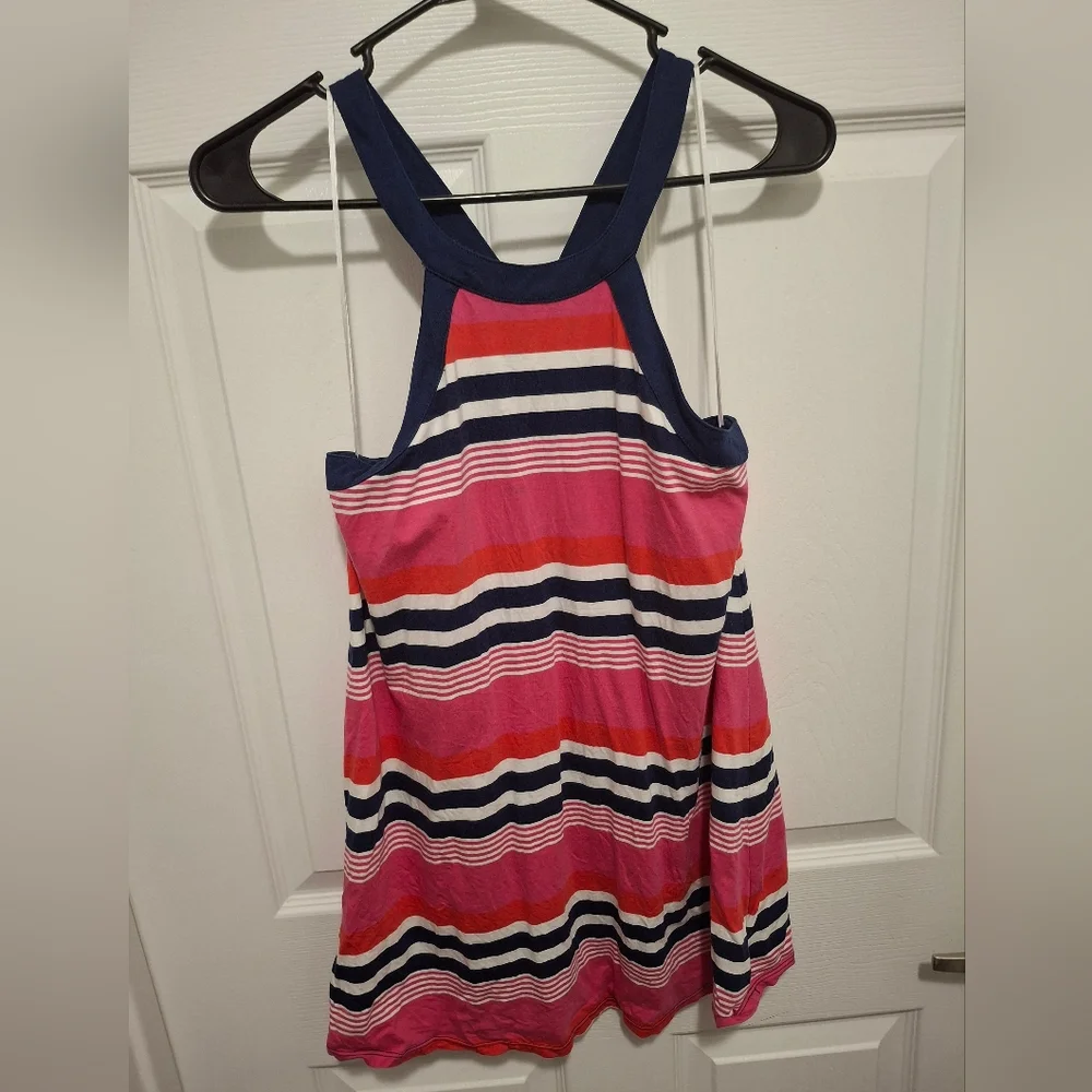 3/$15 kate spade Small‎ Pink Blue Striped Halter Neck Bow Accent Retro Tank Top